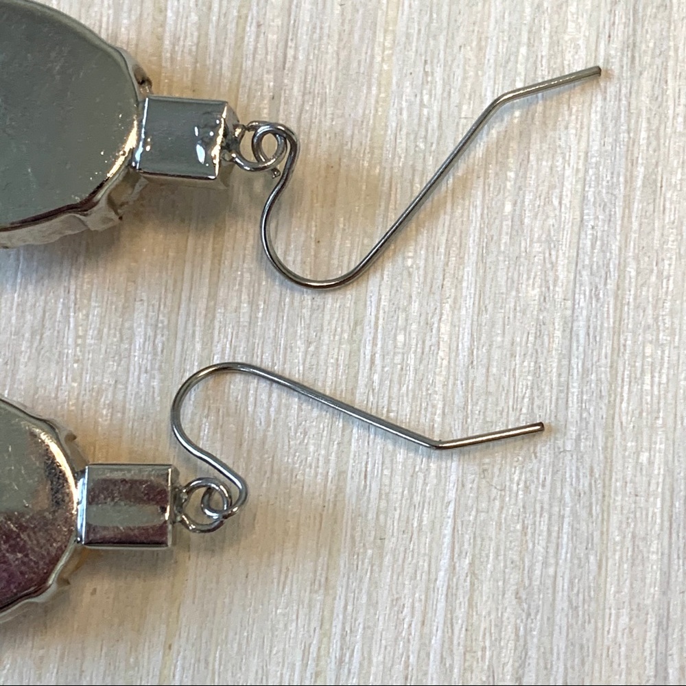 Silver Iridescent Crystal Dangle Earrings - Picture 5 of 7
